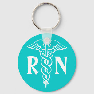 RN Registered Nurse Keychain with caduceus symbol