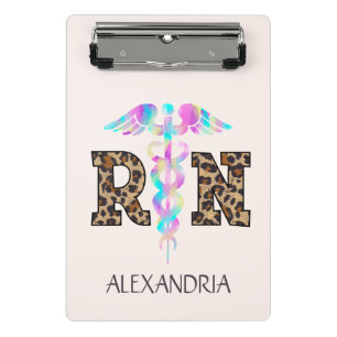 RN, Registered Nurse  Leopard Mini Clipboard