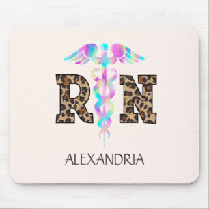 RN, Registered Nurse  Leopard Mouse Pad