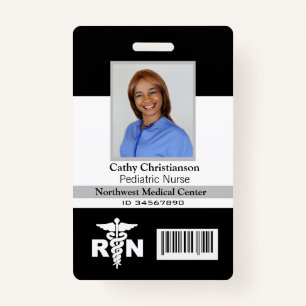 RN Registered Nurse Name Photo Badge Scanner Code