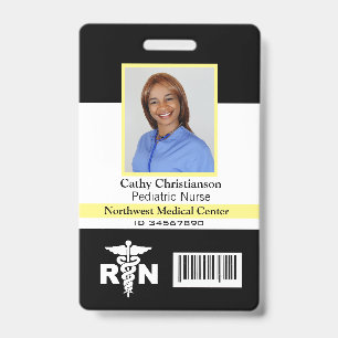 RN Registered Nurse Name Photo Badge Scanner Code