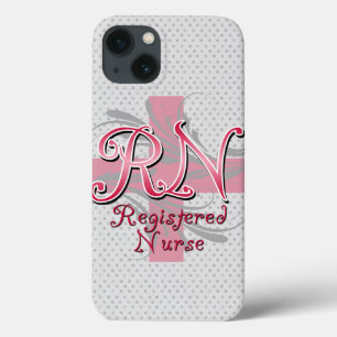 RN Registered Nurse, Pink Cross Swirls iPhone 13 Case