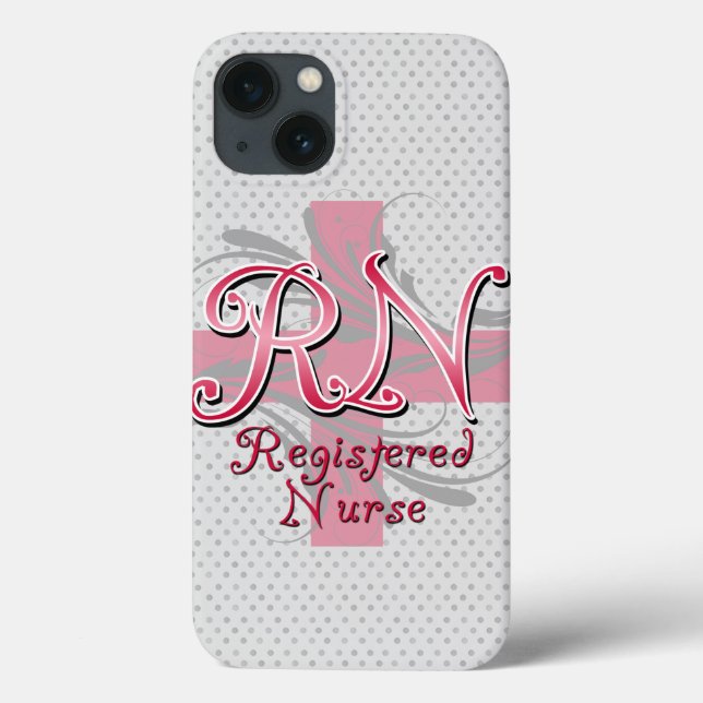 RN Registered Nurse, Pink Cross Swirls Case-Mate iPhone Case (Back)