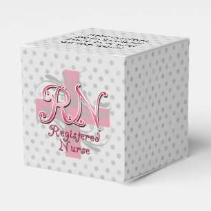 RN Registered Nurse, Pink Cross Swirls Favor Box