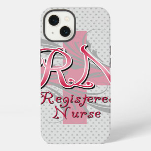 RN Registered Nurse, Pink Cross Swirls iPhone 13 Case