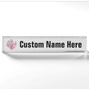 RN Registered Nurse, Pink Cross Swirls Nameplate