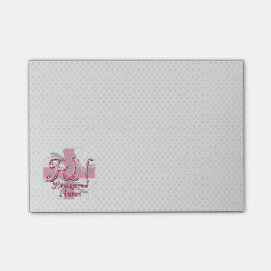 RN Registered Nurse, Pink Cross Swirls Post-it Notes