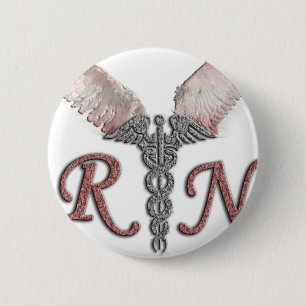 RN Registered Nurse with Angel Wings 2 Inch Round Button