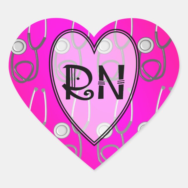 RN Stethoscope Design Heart Sticker (Front)