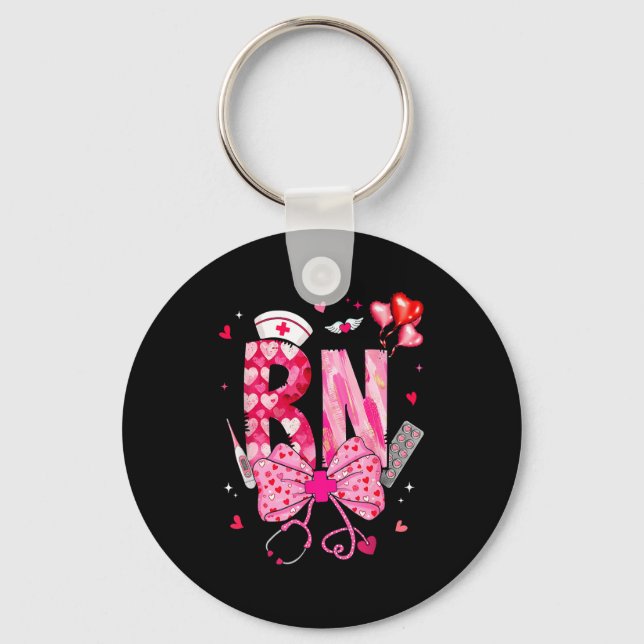 Rn Valentine Coquette Bow Stethoscope Nurse Girl W Keychain (Front)