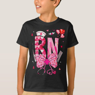 Rn Valentine Coquette Bow Stethoscope Nurse Girl W T-Shirt