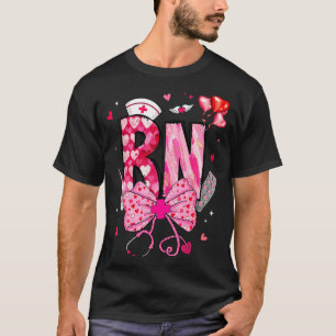 Rn Valentine Coquette Bow Stethoscope Nurse Girl W T-Shirt