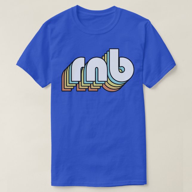 RnB Retro Rainbow Typography Faded Style T-Shirt (Design Front)