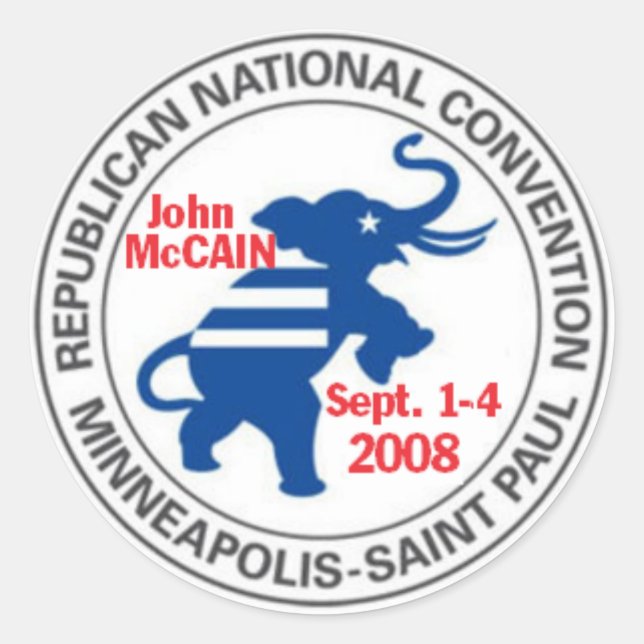 RNC Convention McCAIN Sticker Republican (Front)
