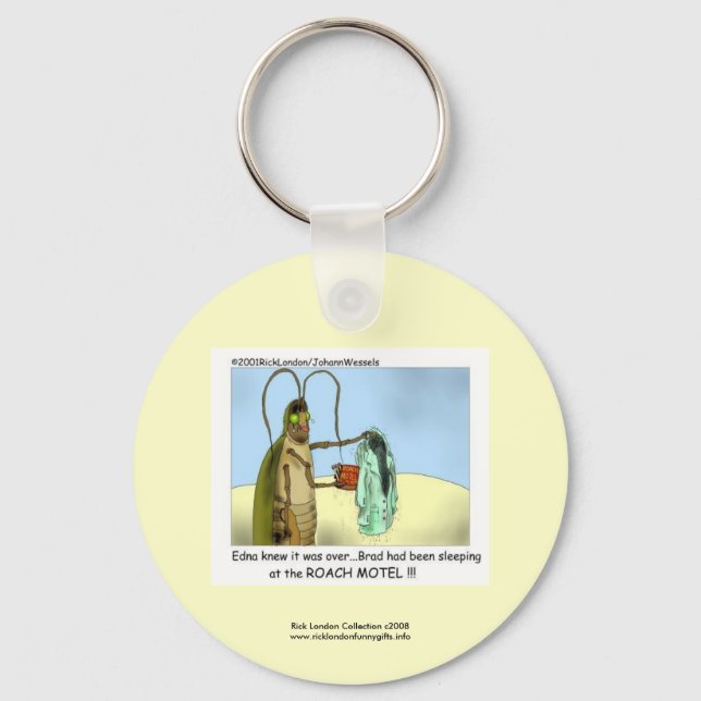 Roach Motel Funny Cartoon Key Chain (Front)