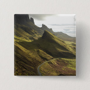 Road ascending The Quiraing, Isle of Skye, 2 Inch Square Button