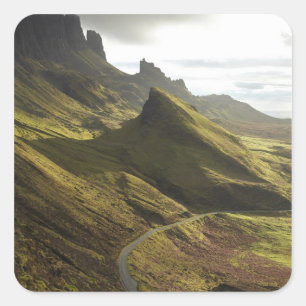 Road ascending The Quiraing, Isle of Skye, Square Sticker