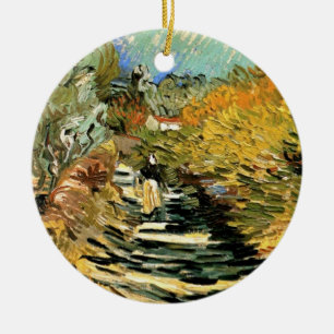 Road at St Remy with Figure by Vincent van Gogh Ceramic Ornament