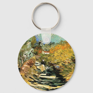 Road at St Remy with Figure by Vincent van Gogh Keychain