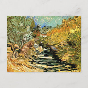 Road at St Remy with Figure by Vincent van Gogh Postcard