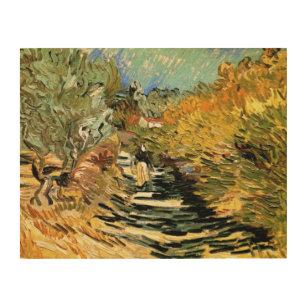 Road at St Remy with Figure by Vincent van Gogh Wood Wall Art