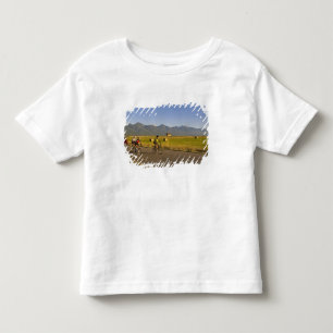 Road bicyclists ride down a back country road toddler t-shirt