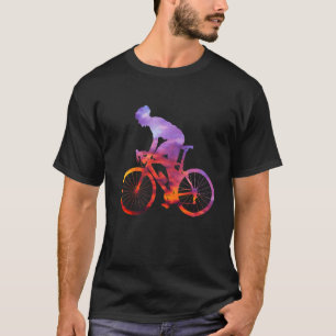 Road bike silhouette with evening red cyclists T-Shirt