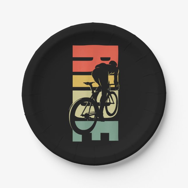 Road Biking Bicycle Cycling Paper Plate (Front)