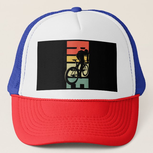 Road Biking Bicycle Cycling Trucker Hat (Front)