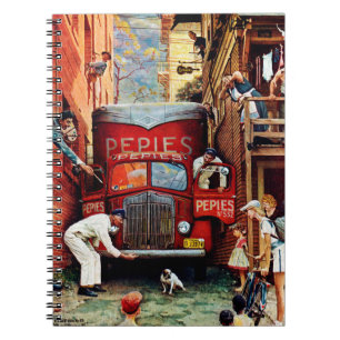 Road Block by Norman Rockwell Notebook