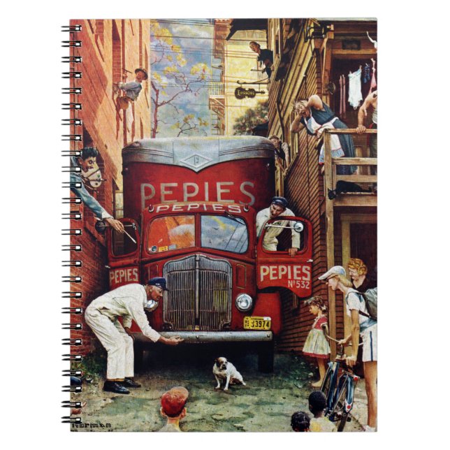 Road Block by Norman Rockwell Notebook (Front)