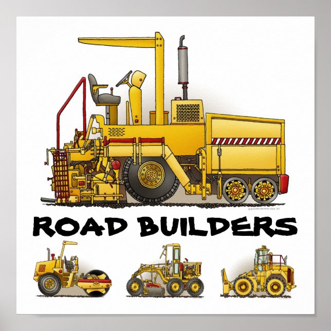 Road Builders Construction Poster Print (Front)