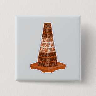 Road Cone Orange Taraffic cone 2 Inch Square Button