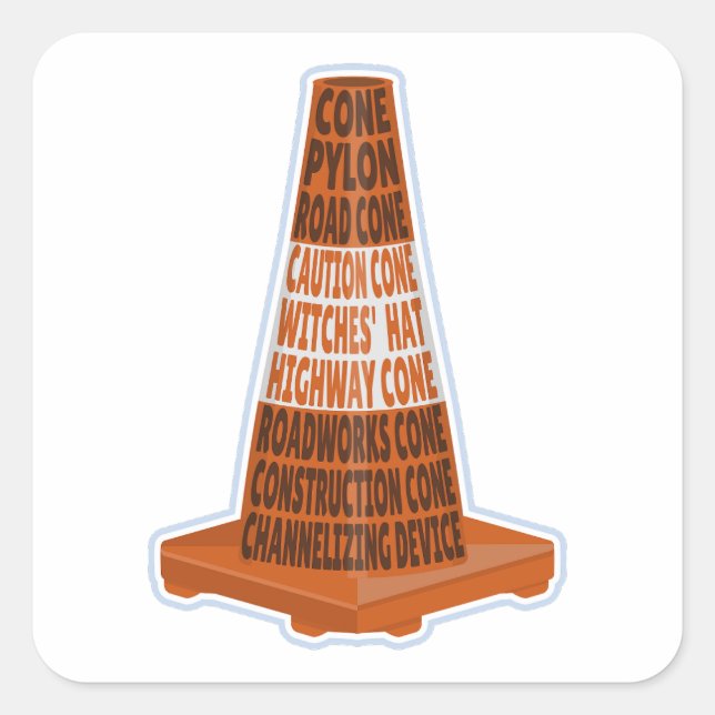Road Cone Orange Taraffic cone Square Sticker (Front)