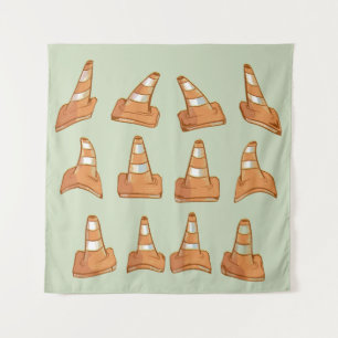 Road Cone Pattern Tapestry