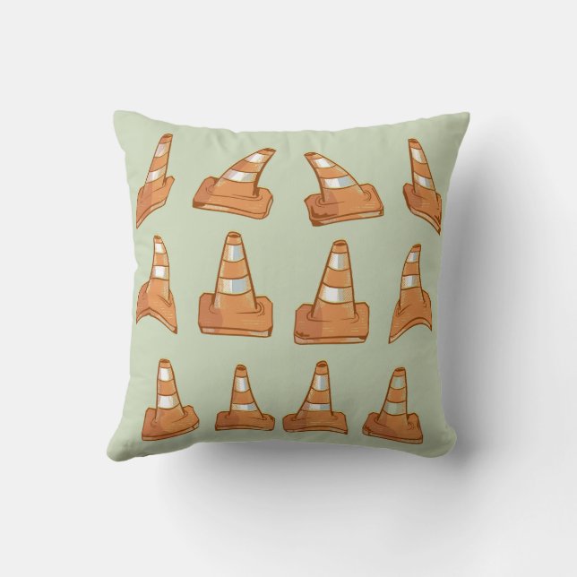 Road Cone Pattern Throw Pillow (Back)