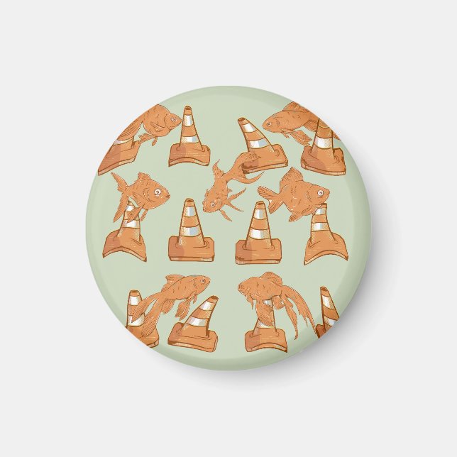 Road Cones and orange goldfish Magnet (Front)