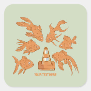 Road Cones and orange goldfish Square Sticker