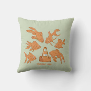 Road Cones and orange goldfish Throw Pillow