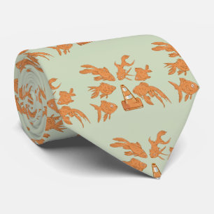 Road Cones and orange goldfish Tie
