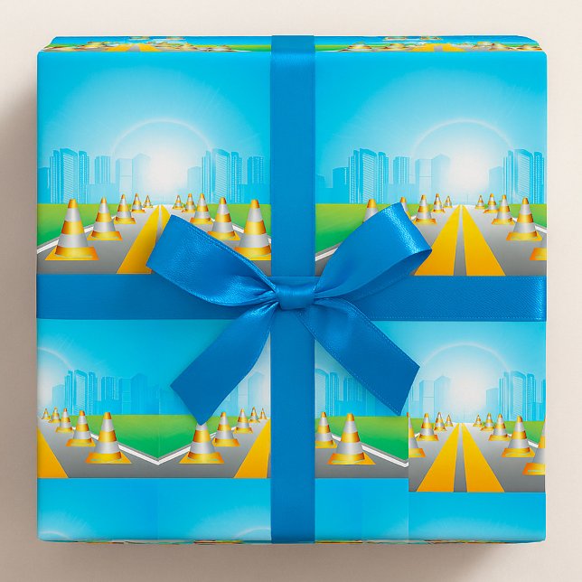 Road Cones Leading To A City Wrapping Paper (Creator Uploaded)