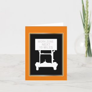Road Construction Work Sign Greeting Blank Card