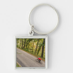 Road Cycling On Rural Country Road Keychain