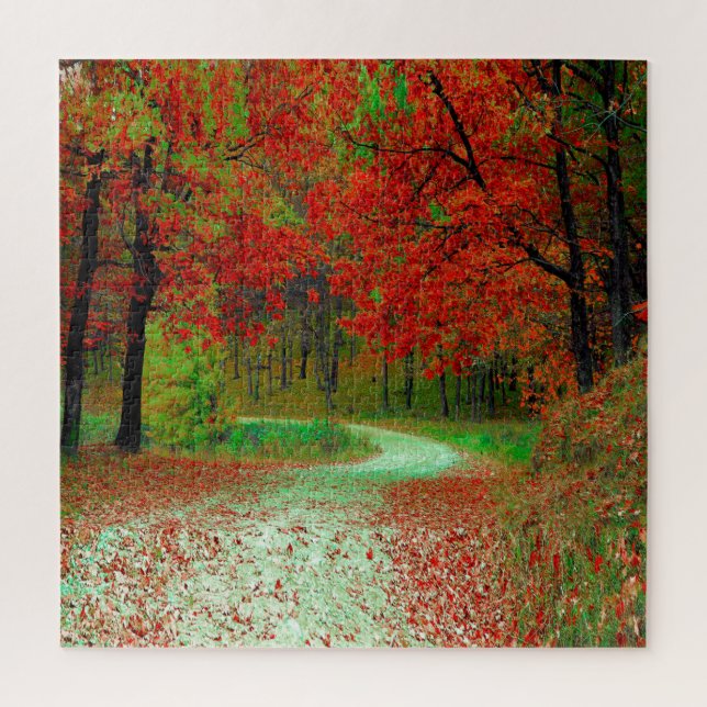 ROAD FOREST TREES BOTANICAL NATURE LANDSCAPE  JIGSAW PUZZLE (Vertical)