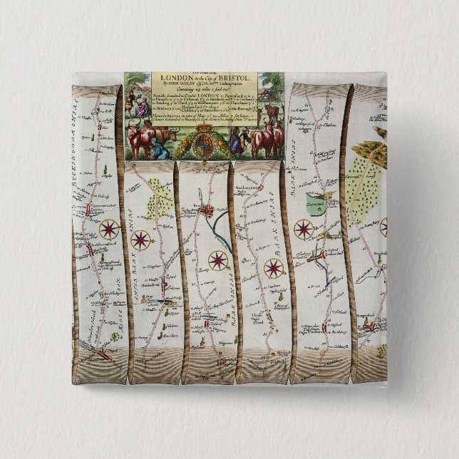 Road from London to Bristol 2 Inch Square Button (Front)