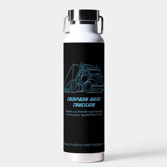Road Haulage Semi-Truck blue logo Water Bottle (Front)