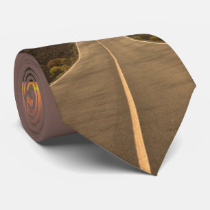 Road Highway Travel Sunset Mountain Print Necktie
