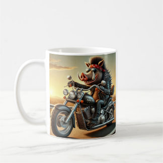 Road Hog Motorcycle Mug | Biker Pig Riding Chopper