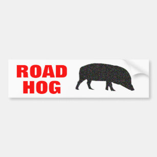 Road Hog Sparkly Pig Bumper Sticker