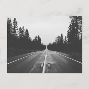 Road in black and white postcard